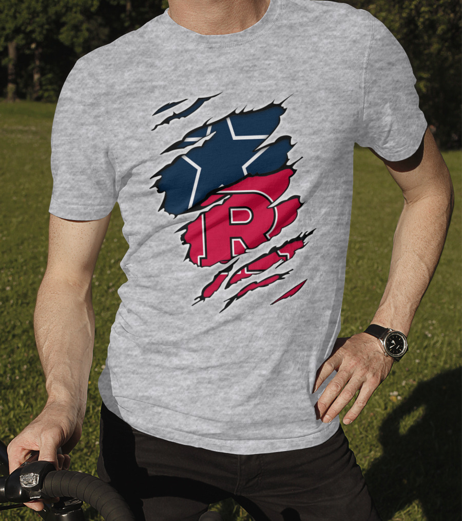 Cowboys Rutgers Ripped Star And R Logo Fusion T-Shirt