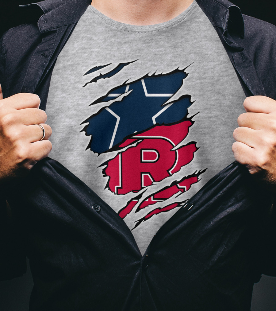 Cowboys Rutgers Ripped Star And R Logo Fusion T-Shirt