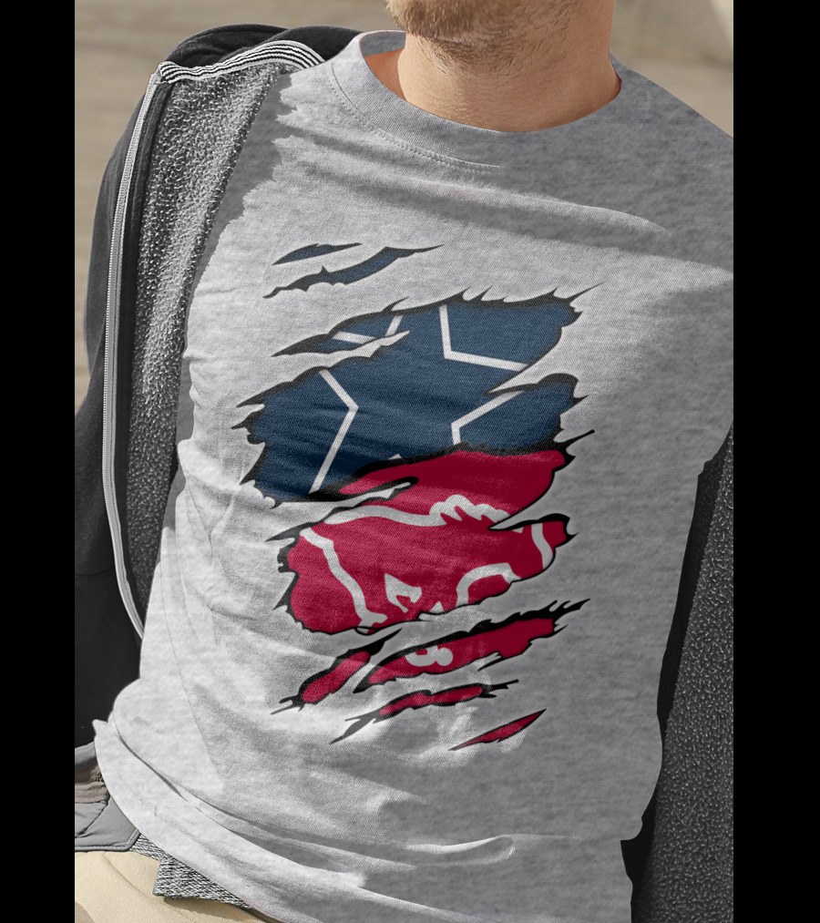 Texas Flag Ripped With SMU Mustangs T-Shirt
