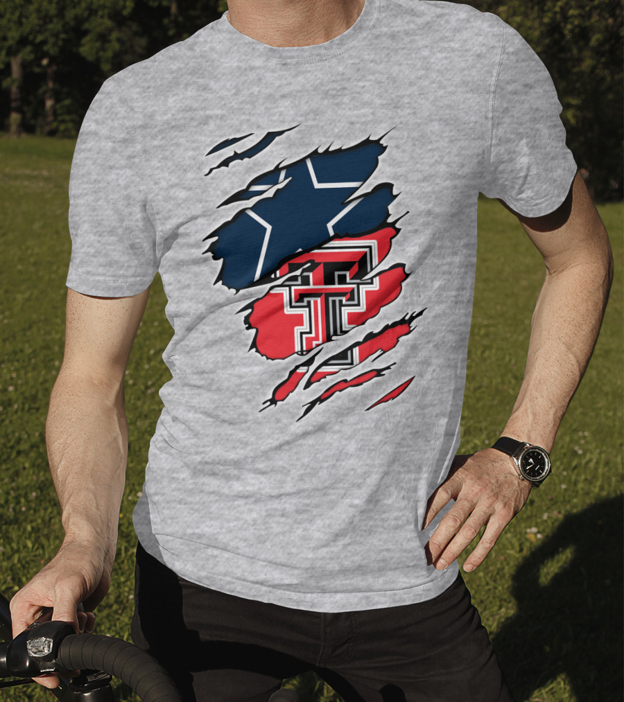 Texas Tech Cowboys Star And Double T Logo Rip T-Shirt