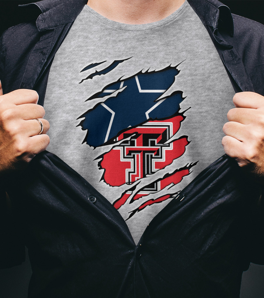 Texas Tech Cowboys Star And Double T Logo Rip T-Shirt