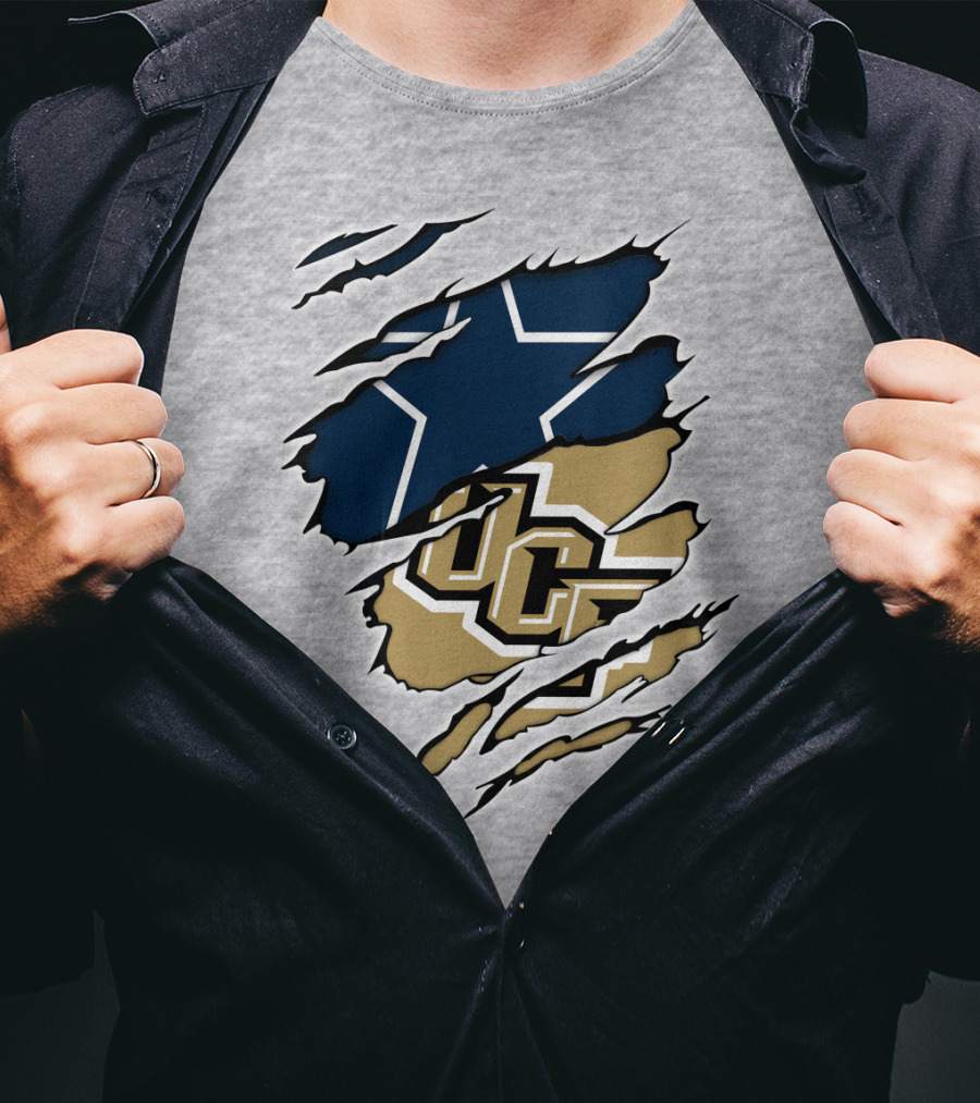 Cowboys UCF Rip Design Cowboys Star Gold T-Shirt