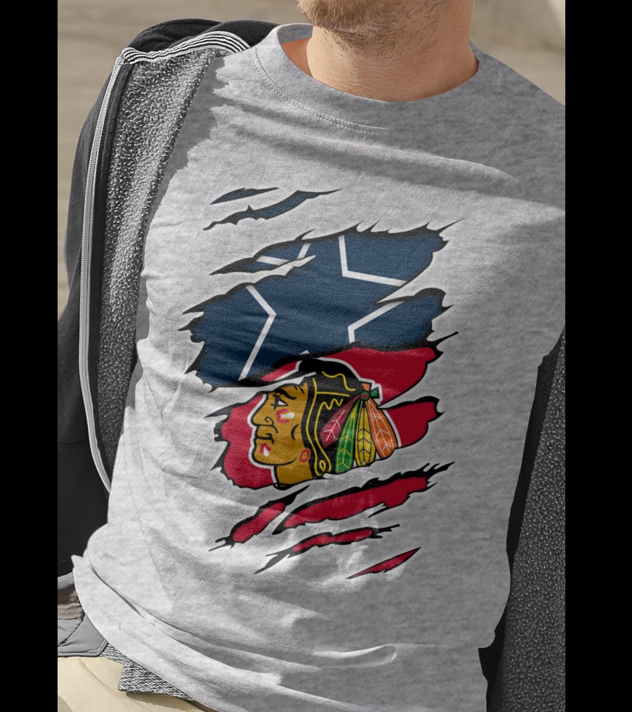 Cowboys Blackhawks Star Ripped T-Shirt