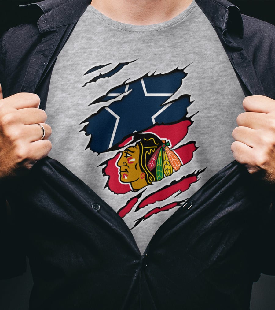 Cowboys Blackhawks Star Ripped T-Shirt