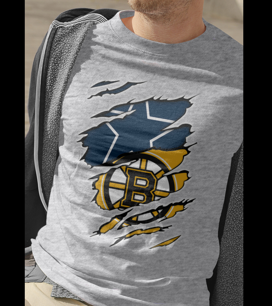 Dallas Cowboys Boston Bruins Fan Crossover T-Shirt