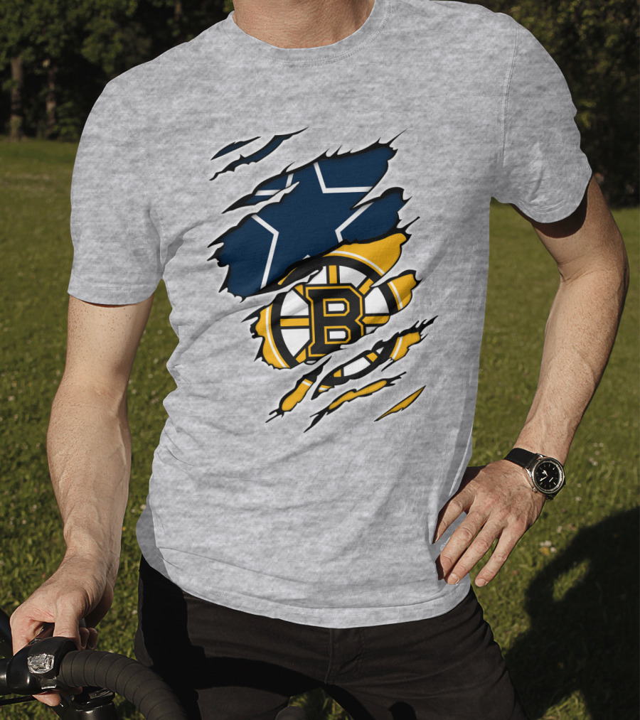 Dallas Cowboys Boston Bruins Fan Crossover T-Shirt