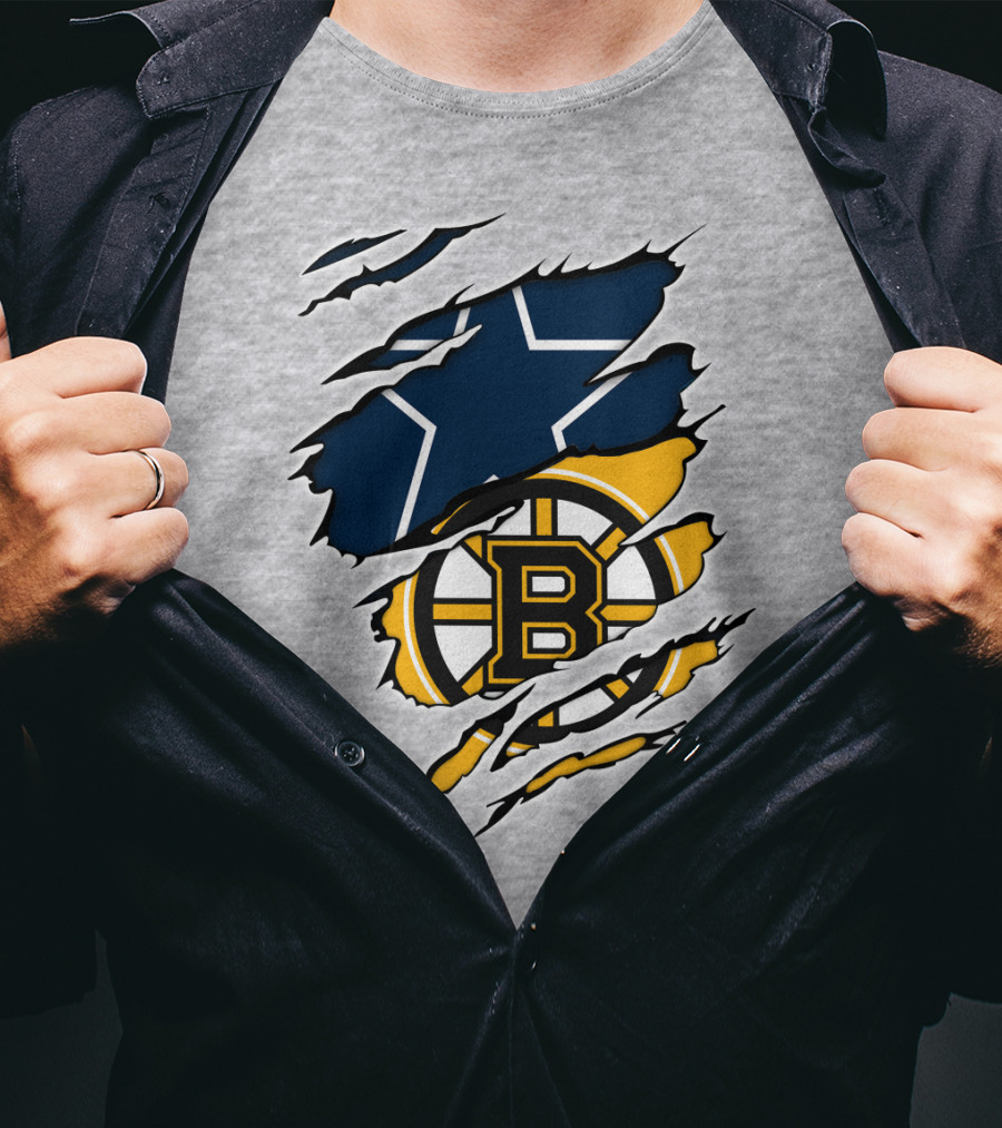 Dallas Cowboys Boston Bruins Fan Crossover T-Shirt