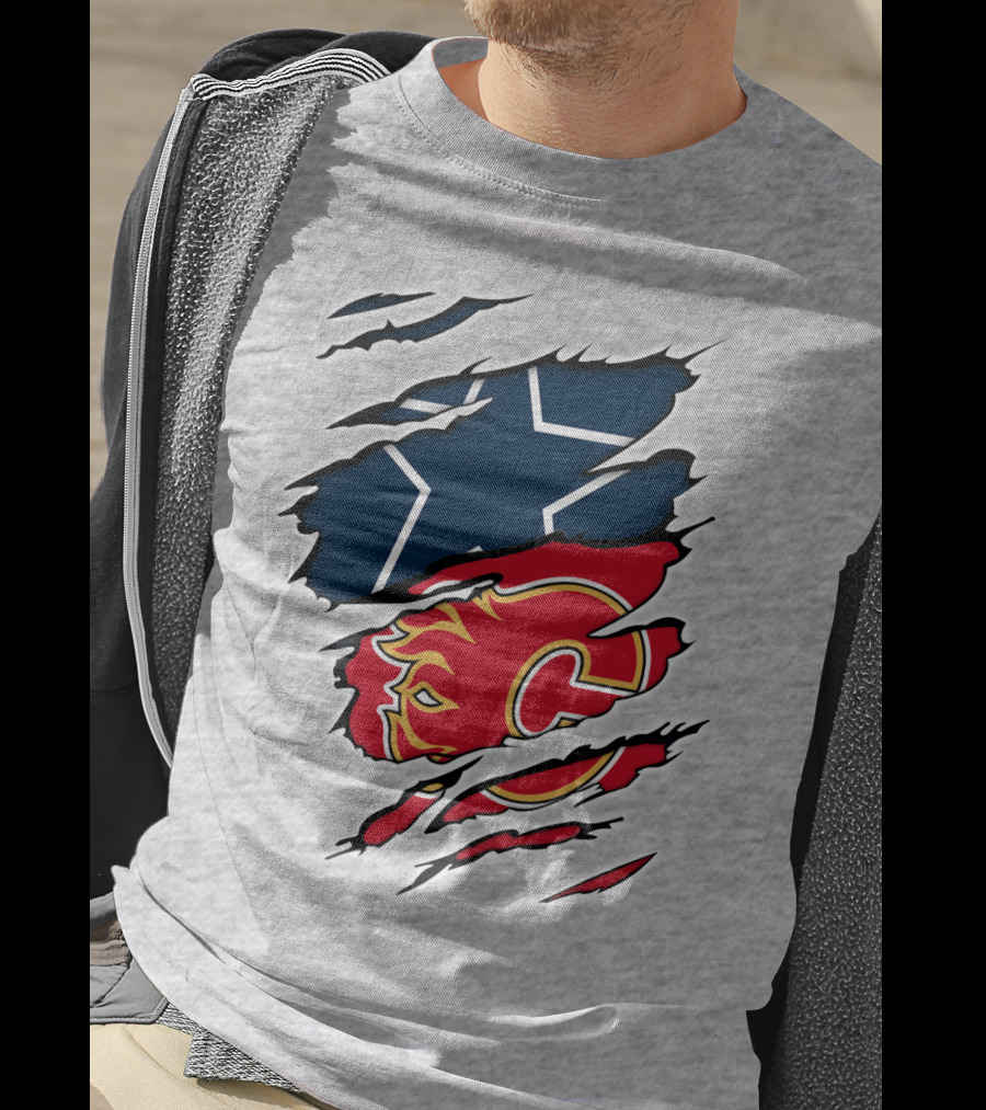Dallas Cowboys Calgary Flames Rivalry Crossover T-Shirt