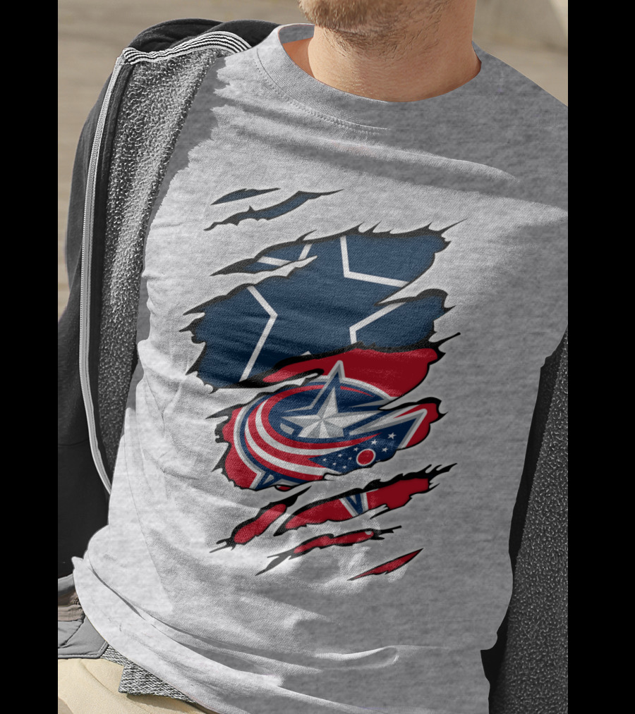 Dallas Cowboys Columbus Blue Jackets Fan Crossover T-Shirt