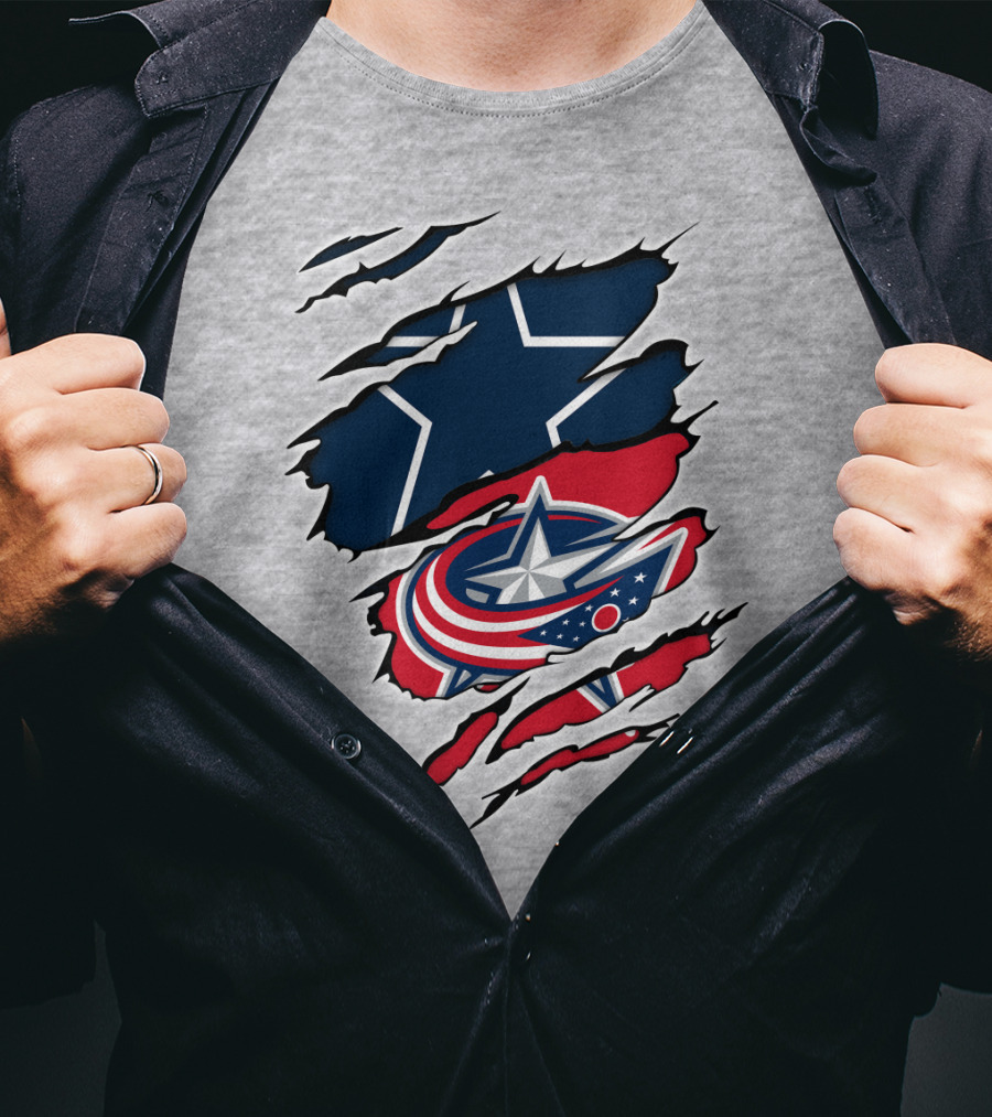 Dallas Cowboys Columbus Blue Jackets Fan Crossover T-Shirt