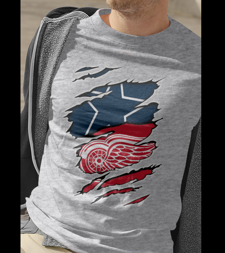 Cowboys Red Wings Dallas Detroit Fan Mashup T-Shirt
