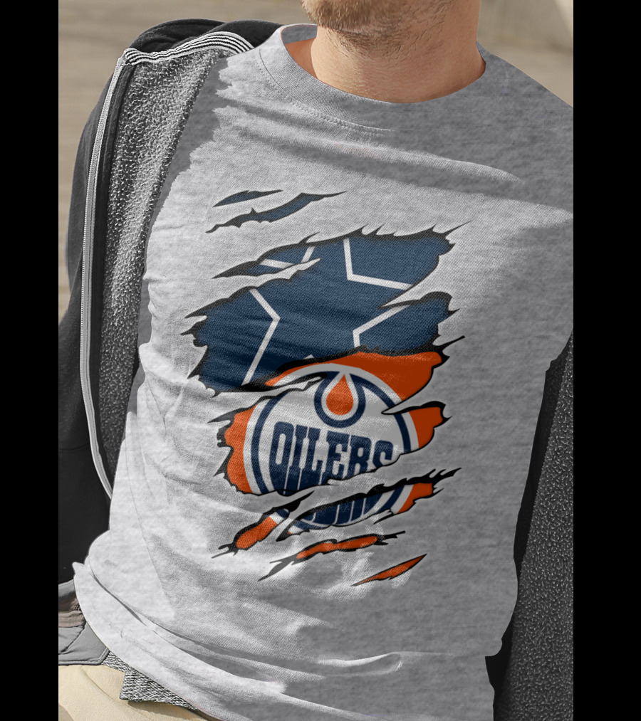 Cowboys Oilers Logos Ripped T-Shirt