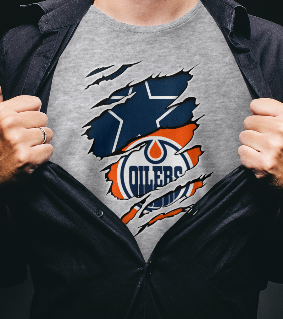 Cowboys Oilers Logos Ripped T-Shirt