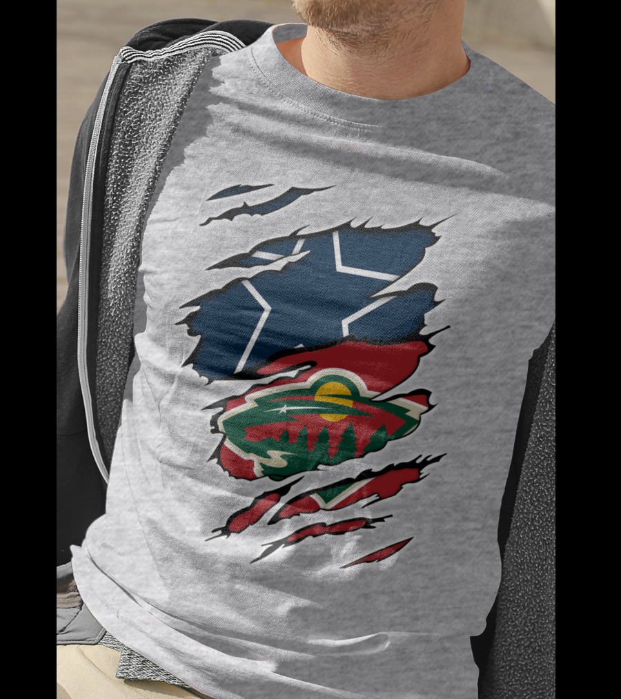 Dallas Cowboys Wild Minnesota Wild Rip Claw Marks T-Shirt