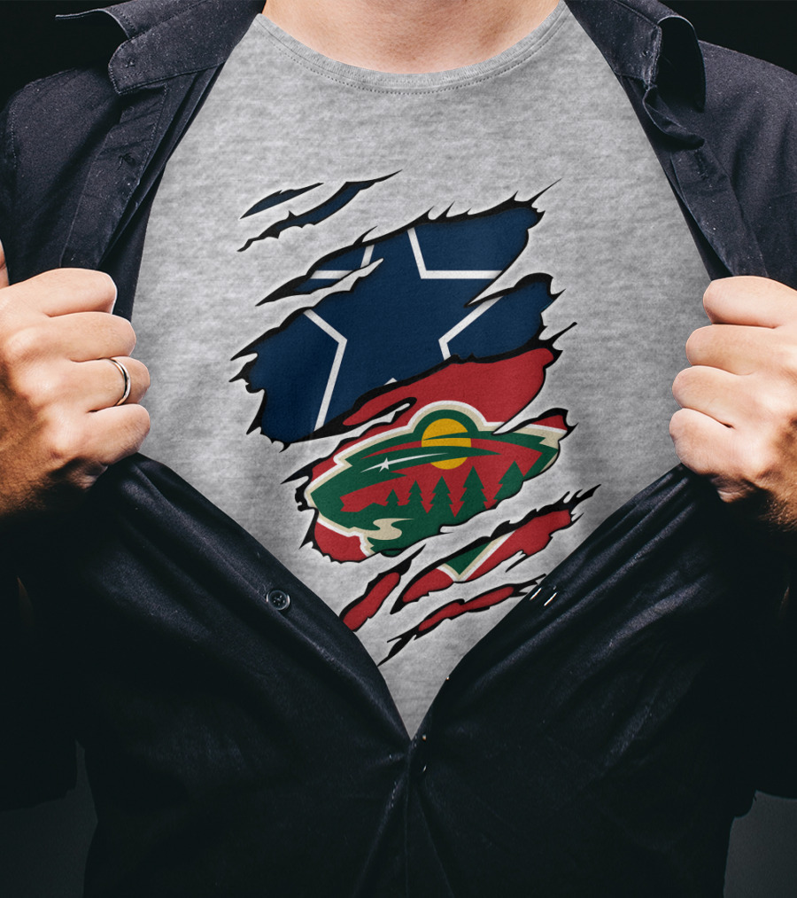Dallas Cowboys Wild Minnesota Wild Rip Claw Marks T-Shirt