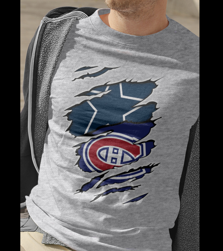 Cowboys Canadiens Logos Ripped T-Shirt