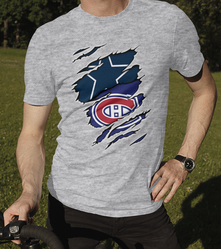 Cowboys Canadiens Logos Ripped T-Shirt