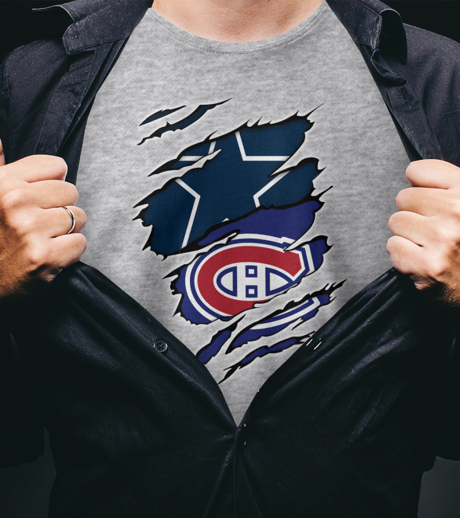 Cowboys Canadiens Logos Ripped T-Shirt