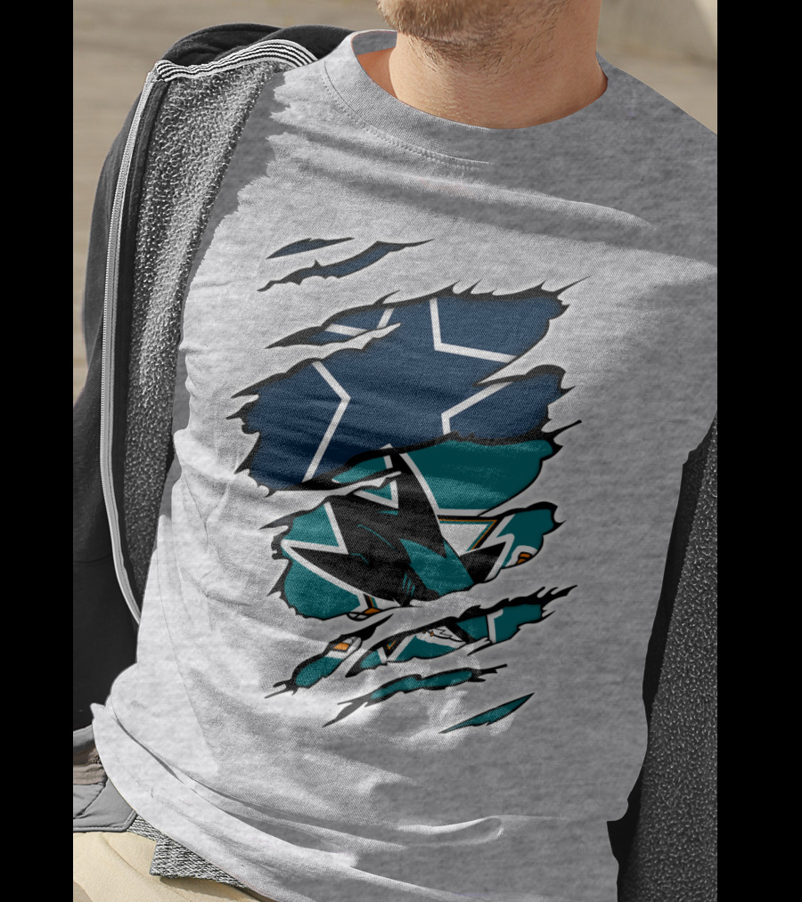 Dallas Cowboys San Jose Sharks Fan Crossover T-Shirt