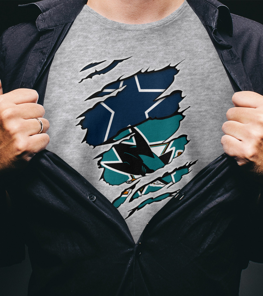 Dallas Cowboys San Jose Sharks Fan Crossover T-Shirt