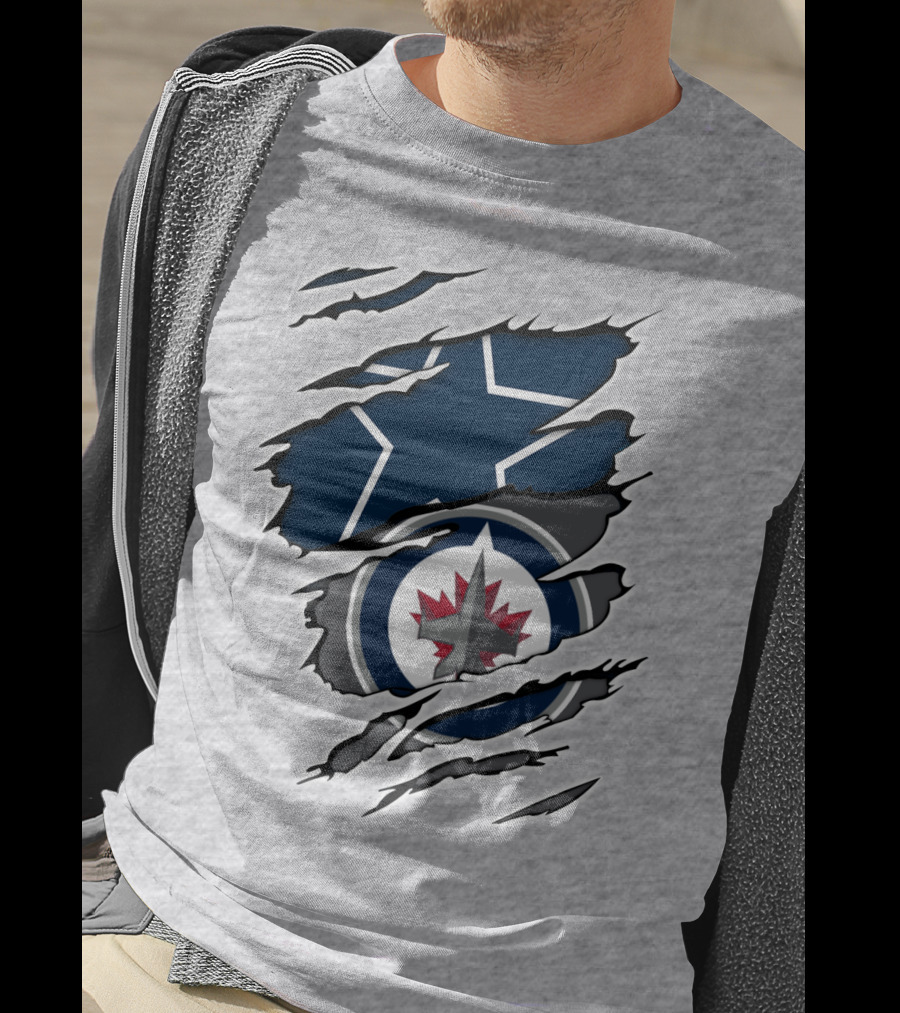 Cowboys Jets Logos Rip T-Shirt