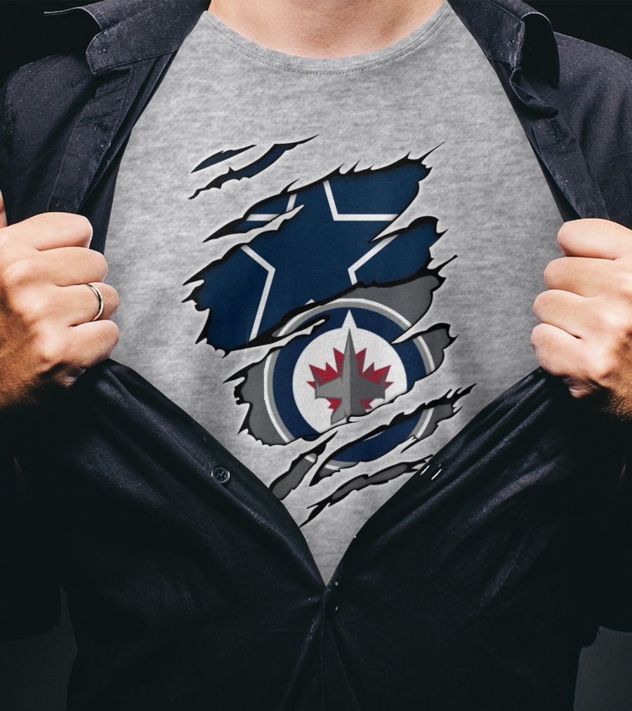 Cowboys Jets Logos Rip T-Shirt