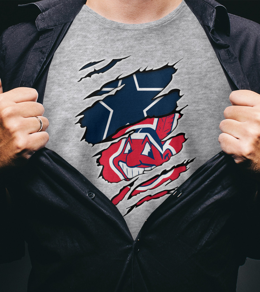 Cowboys Indians NFL MLB Collaboration Dallas Cleveland Football Baseball T-Shirt