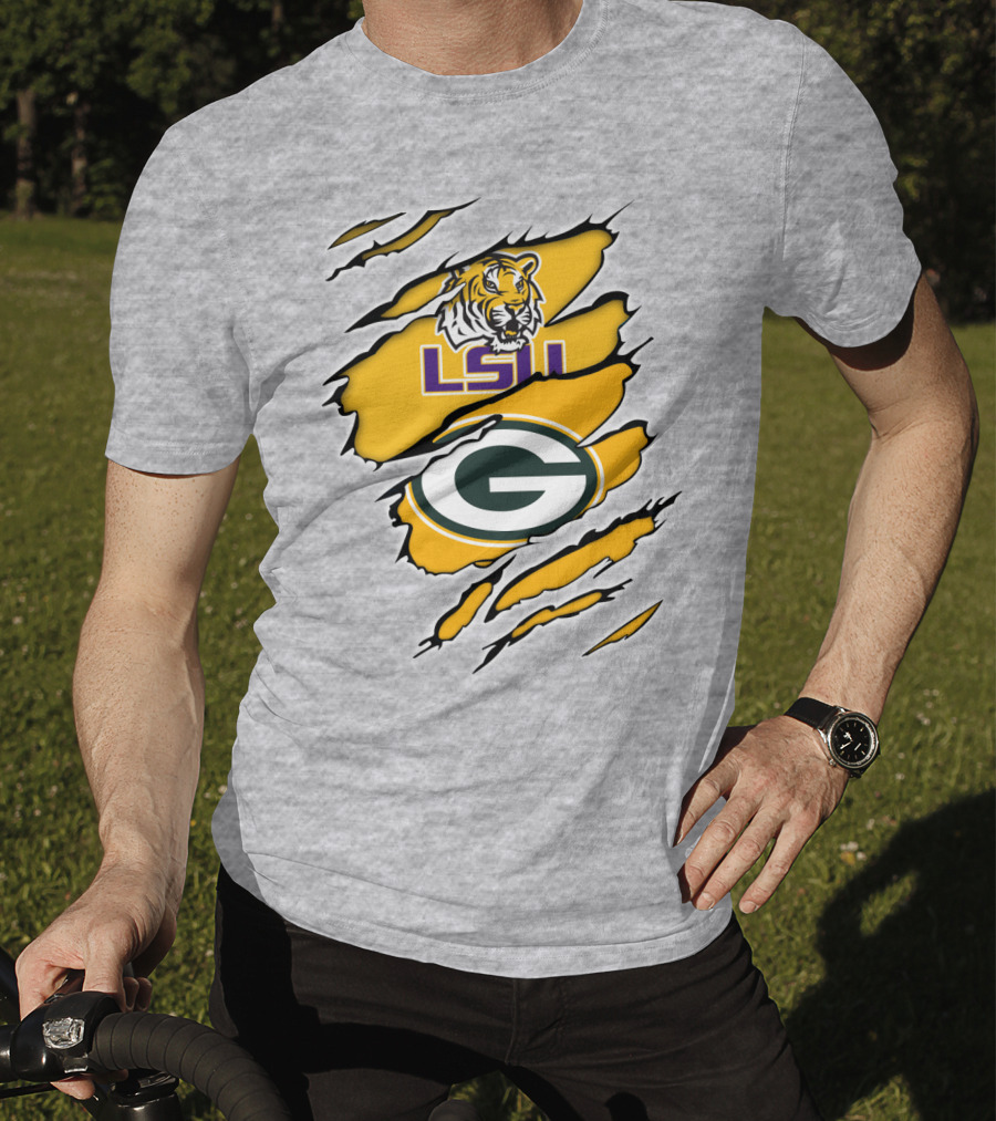 LSU Tigers Green Bay Packers Claw Marks T-Shirt