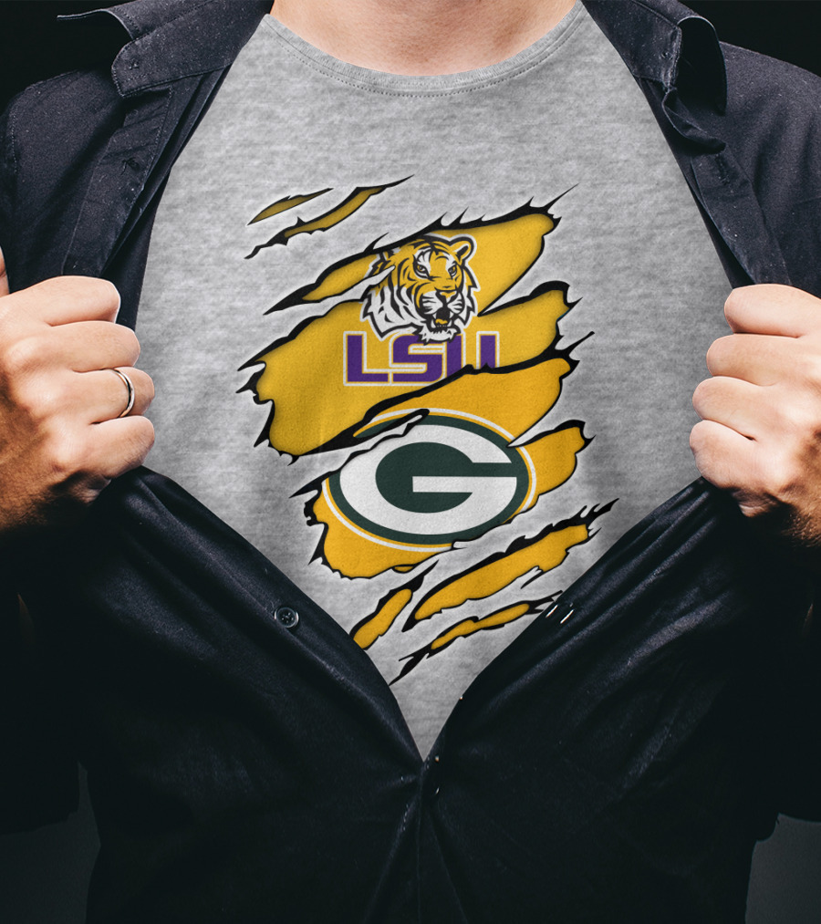 LSU Tigers Green Bay Packers Claw Marks T-Shirt