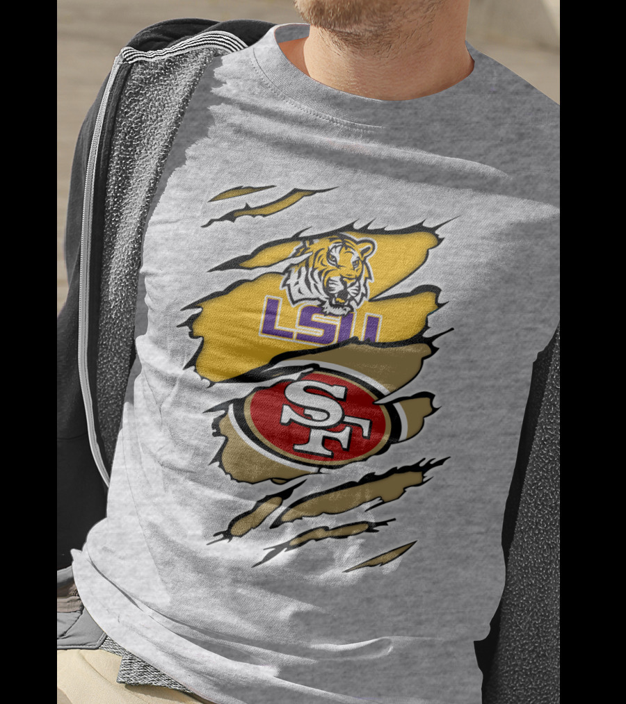 LSU Tigers San Francisco 49ers Ripped T-Shirt