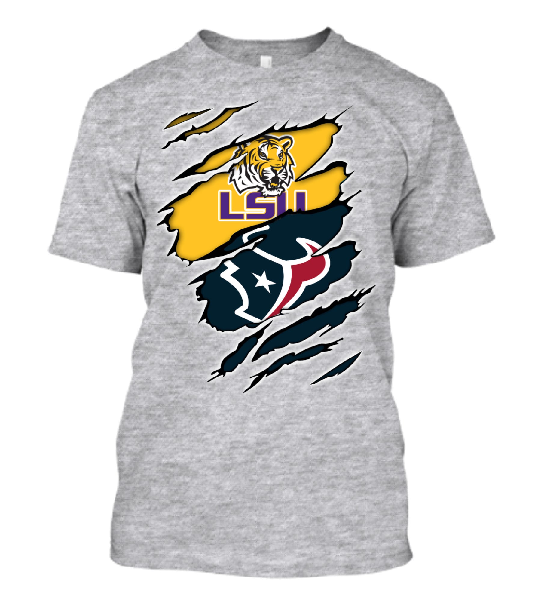 LSU Tigers And Houston Texans Split T-Shirt