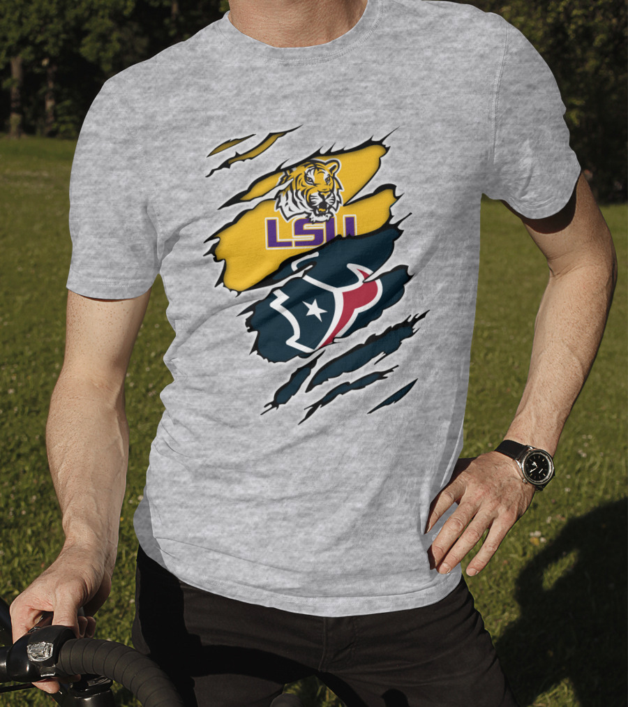 LSU Tigers And Houston Texans Split T-Shirt
