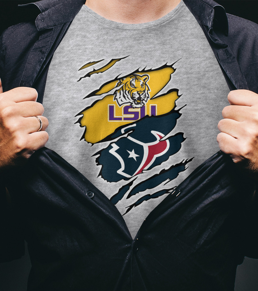 LSU Tigers And Houston Texans Split T-Shirt
