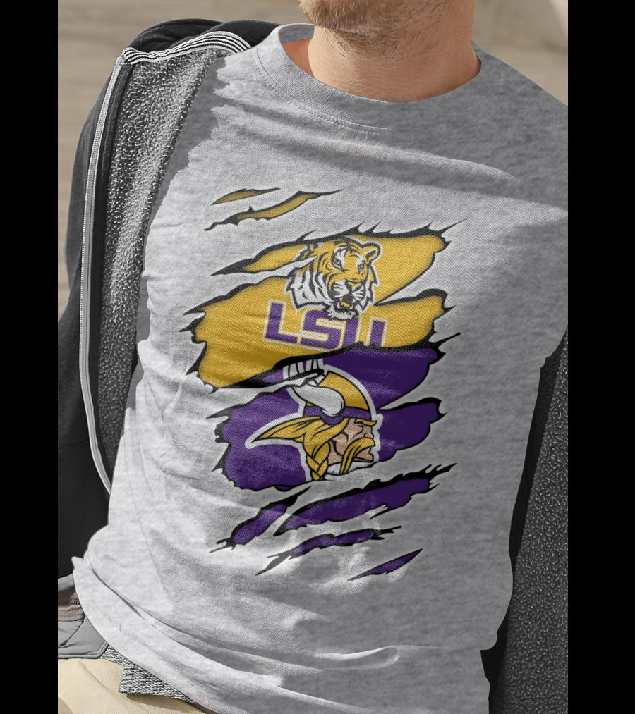 LSU Tigers Vikings Ripped T-Shirt