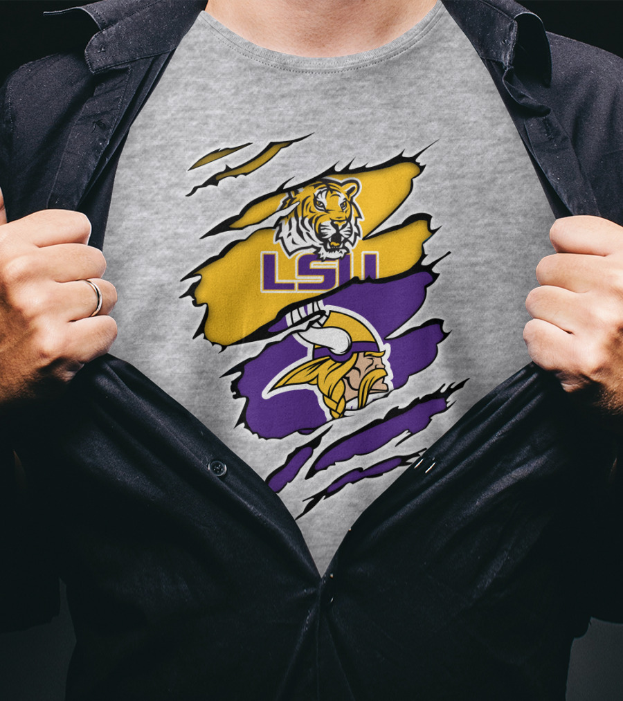 LSU Tigers Vikings Ripped T-Shirt
