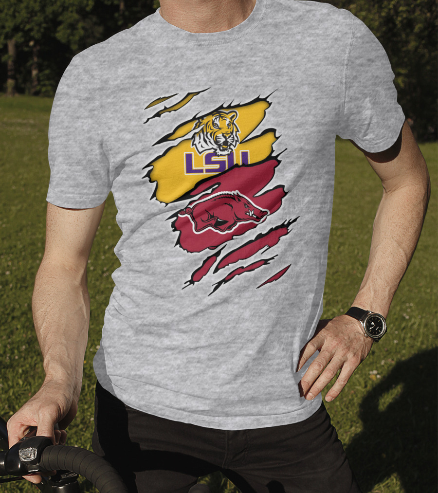 LSU Tigers Arkansas Razorbacks Rivalry Claw Marks T-Shirt