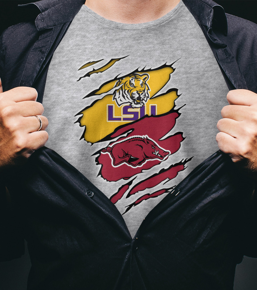 LSU Tigers Arkansas Razorbacks Rivalry Claw Marks T-Shirt