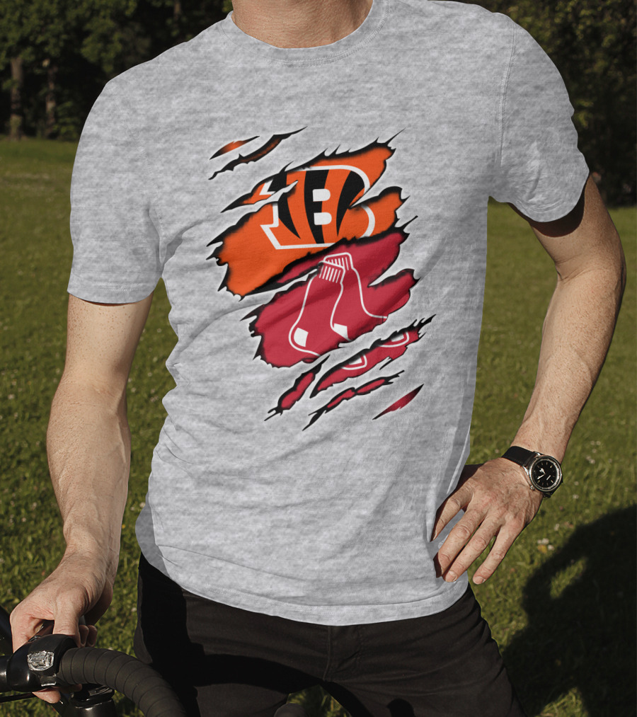 Bengals Redsox Claw Marks Logo Crossover T-Shirt