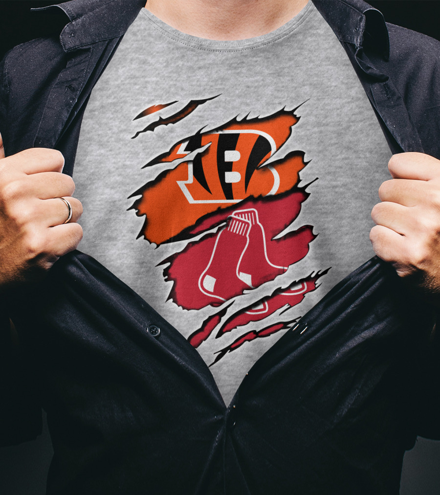 Bengals Redsox Claw Marks Logo Crossover T-Shirt