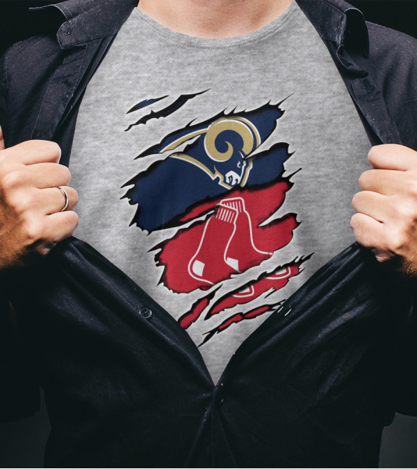 Rams Redsox Logos Fusion T-Shirt