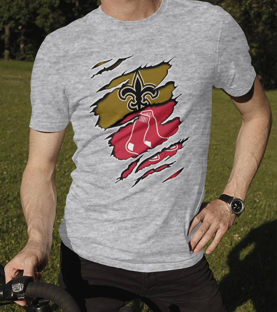Saints Redsox Fleur-de-Lis And Red Socks Inspired T-Shirt