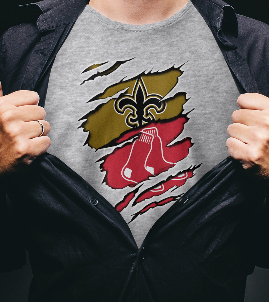 Saints Redsox Fleur-de-Lis And Red Socks Inspired T-Shirt
