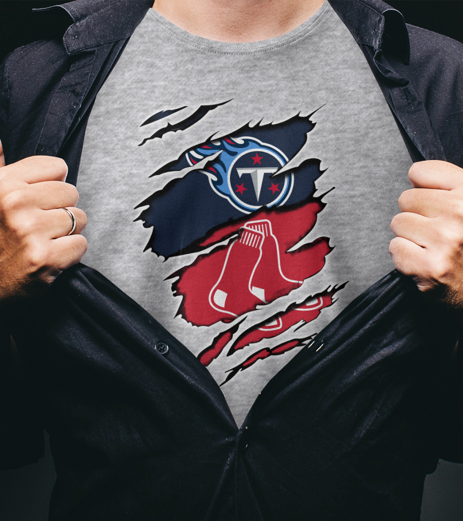 Titans Redsox Ripped NFL MLB Crossover T-Shirt