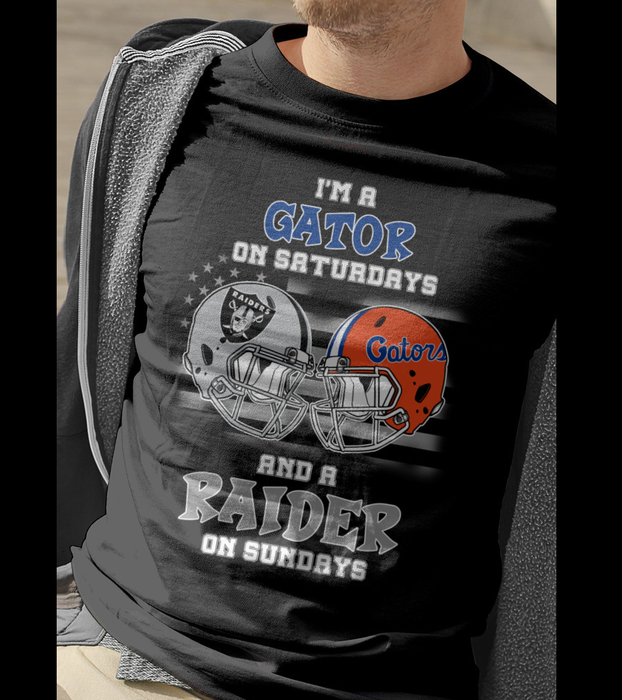 I'm A Gator On Saturdays And A Raider On Sundays Gators Raiders Helmet T-Shirt