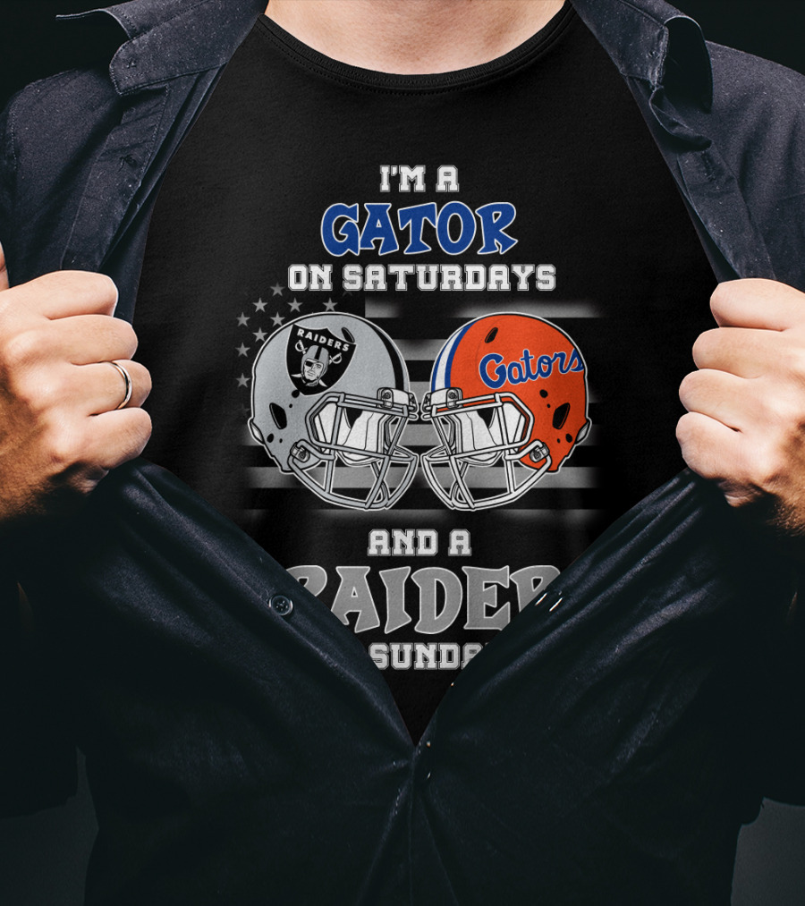 I'm A Gator On Saturdays And A Raider On Sundays Gators Raiders Helmet T-Shirt