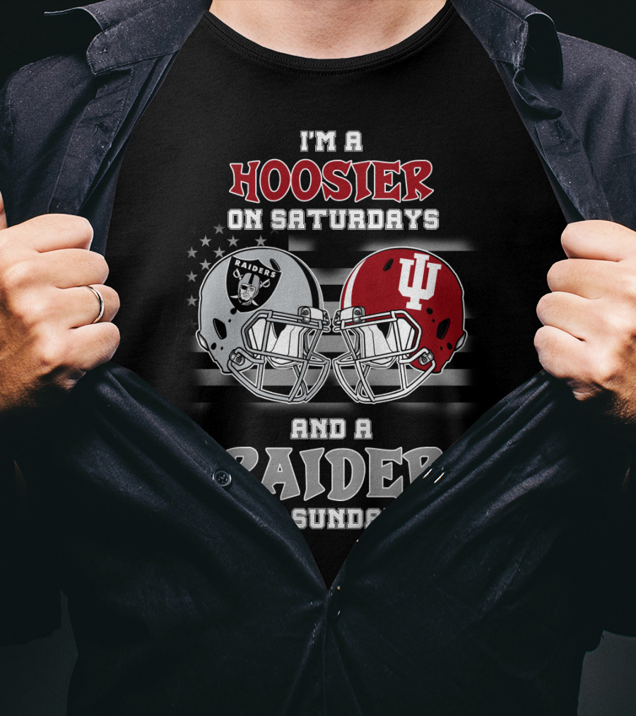 I'm A Hoosier On Saturdays And A Raider On Sundays Helmet T-Shirt