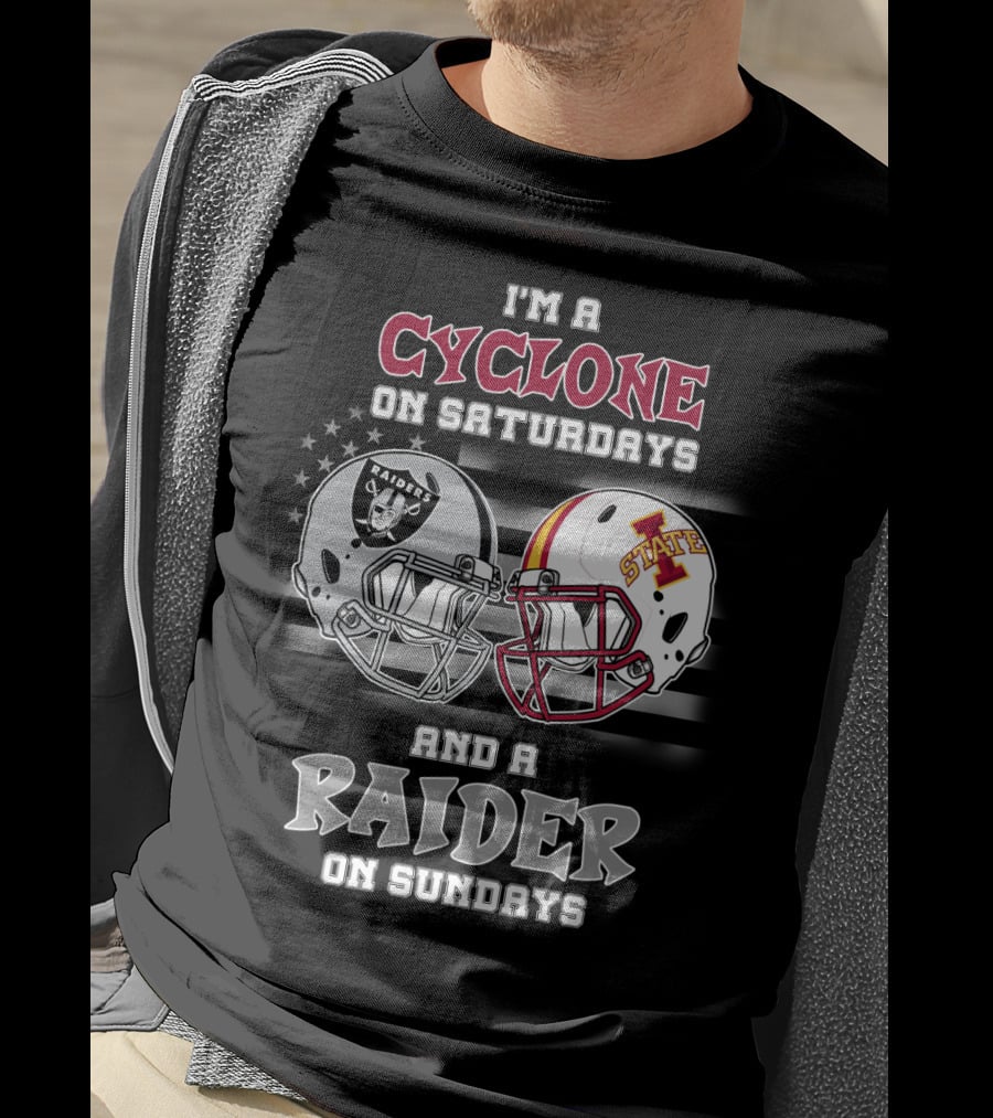 I'm A Cyclone On Saturdays And A Raider On Sundays Iowa State Raiders Helmet T-Shirt
