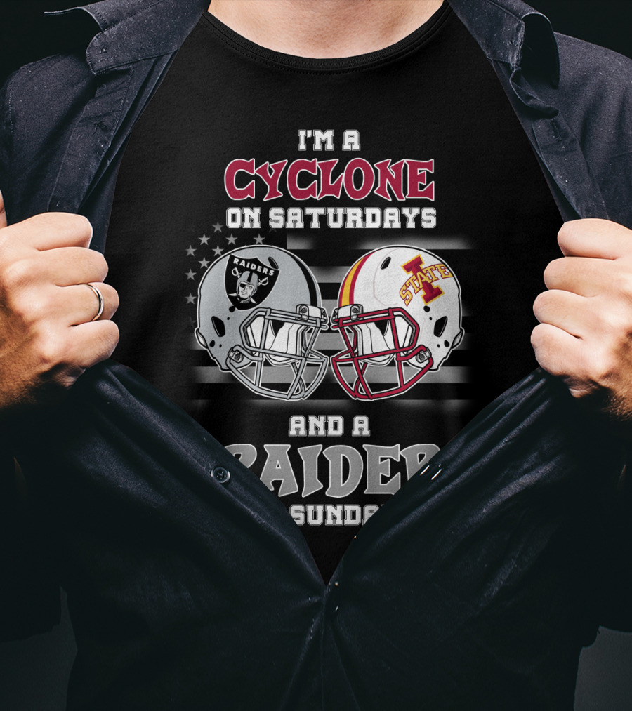 I'm A Cyclone On Saturdays And A Raider On Sundays Iowa State Raiders Helmet T-Shirt