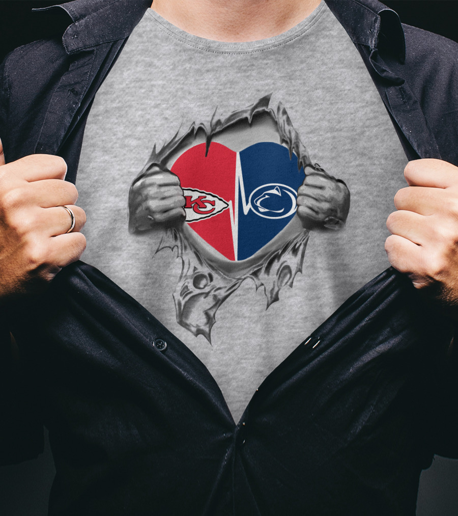 Kansas City Chiefs Penn State Heart Torn T-Shirt