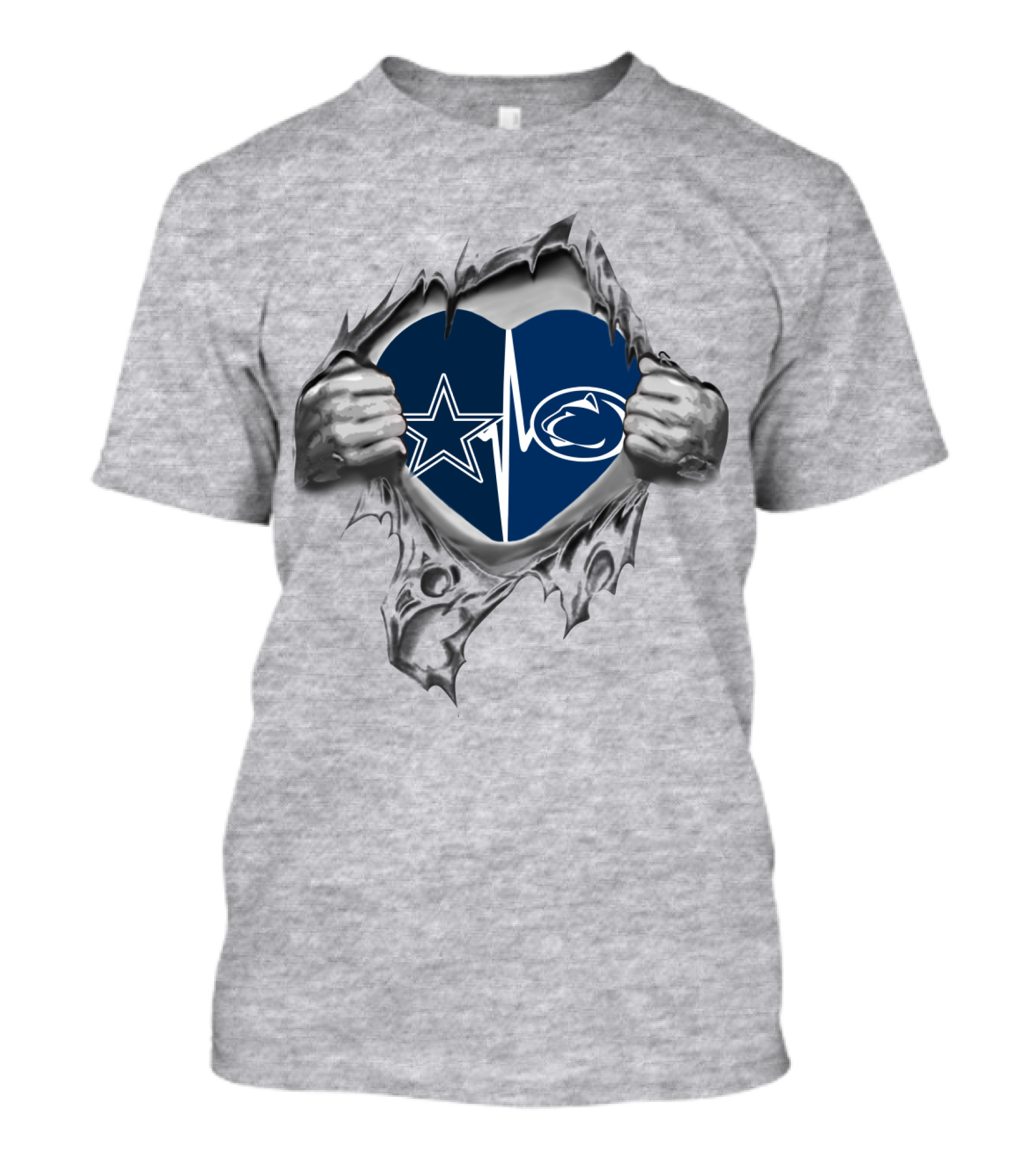 Dallas Cowboys Penn State Nittany Lions Heart Rip T-Shirt